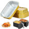 20 bandejas de papel de aluminio con tapas, recipientes de grado alimenticio de 22 x 15 cm, sartenes antiadherentes de 1050 ml, portátiles para doble cesta de freidora, horno