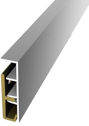 Battiscopa in metallo verniciato a polvere, 60 x 60 x 2500 mm, battiscopa in alluminio verniciato a polvere, viti lisce nere