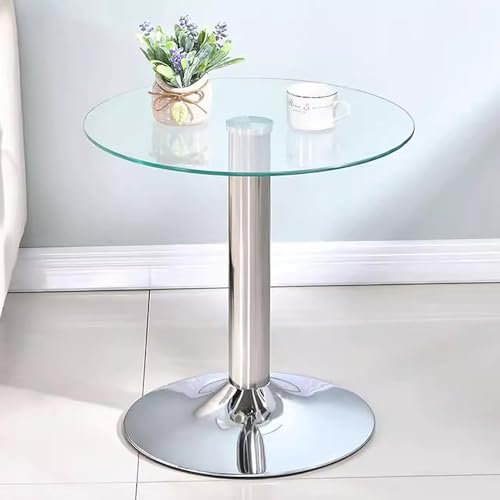 MARIYCH Table de pub Ronde, Table de Salle à Manger à Hauteur de Bar, Table de Bar en Verre trempé avec Base en métal, Table de Bistro, Table Haute pour Cuisine, Salon