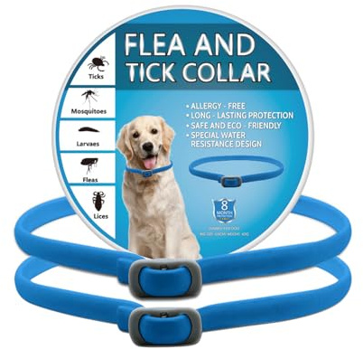 BKEPDY Hundehalsband 2 Stück Effektiver Schutz vor Ungeziefern Wasserdicht Einstellbares Floh und Zeckenschutz für Hunde Alle Größen und Rassen (Blau-1)