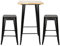 HUOLE Mesa Alta de Bar de Estilo Industrial para 2-4 Personas, Patas de Metal Negro, Estructura de Acero, Tablero de Madera MDF, 60 x 60 x 110 cm (Color Madera)