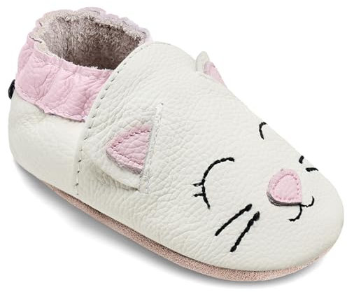 IceUnicorn Krabbelschuhe Baby Jungen Mädchen Lauflernschuhe Baby Weicher Leder Babyhausschuhe Kleinkind Babyschuhe(Weiß Mmi, 12-18 Monate)