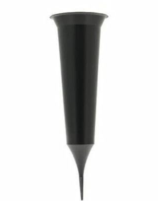 Daisy Dreams Set of 2 Blackplain Spiked Memorial Grave Flower Vases in black color-Strong Grave Flower Pots, Plastic Spike Grave Ornament in loving memory of your loved ones