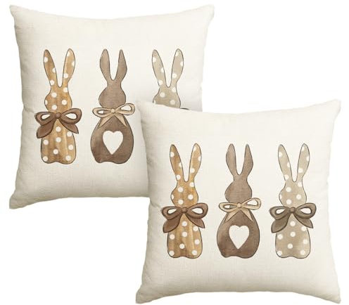 Artoid Mode DREI Hasen Ostern Kissenbezüge 2er Set, 45x45 cm Saisonnal Easter Zierkissenbezug Cushion Cover Couch Wohnzimmer Deko