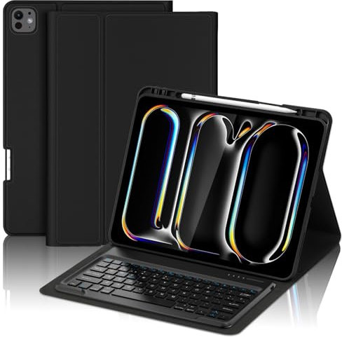 FOGARI Funda Teclado para iPad Pro 13 M4 2024 | Español Ñ Teclado Magnético Bluetooth | Funda con Portalápices para iPad Pro 13 M4 2024 (A2925/A2926/A3007) - Negro