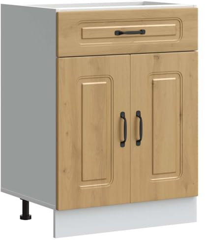 vidaXL Armoire de Cuisine Kalmar chêne Artisanal Bois d'ingénierie, Meuble Bas d'évier, Meuble Bas de Cuisine avec tiroir, Meuble Bas de Cuisine avec Porte
