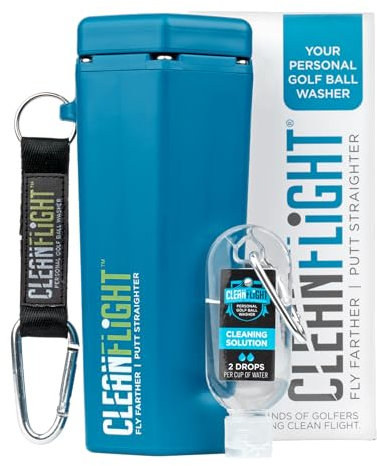 Clean Flight Premium Golfball-Unterlegscheibe, tragbarer Reiniger für Golftasche oder -Wagen, bestes Golfzubehör, Geschenke für Männer und Frauen, 1 Stück, Blau