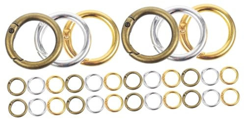 Tofficu 2 Sätze Federkarabinerhaken Haken Für Schlüsselanhänger Sicherungsring Federklemmen Ringmaß Kreis Schlüsselringe Schlüsselband Ringschnallenverschluss Zange Legierung 15 Stück * 2