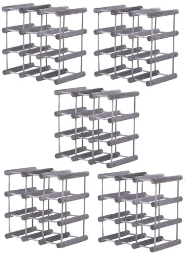 MODO24 Weinregal Modular Tanne, für 72 Flaschen oder mehr, Flaschenregal, Weinständer, Getränkeregal, Flaschenständer, Massivholz, 5 Module, ModAbm 36x36x24 cm, für Küche, Bar, Esszimmer, Grau