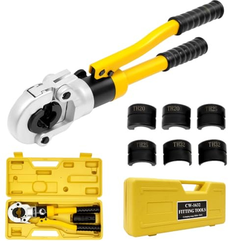 Pince à sertir hydraulique professionnelle 8 tons 16-32 mm TH avec tête rotative à 360° pour tube composite et raccords TH Profil Sertissage