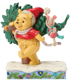 Disney Traditions - Statuetta Decorativa di Winnie The Pooh con Albero di Natale