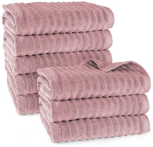 Pure Label Badetuch - 8er-Pack 70x140cm aus 100% Baumwolle - saugstark, schnelltrockend & weich - Duschtücher mit Anhängeschlaufe - Oeko-TEX Zertifiziert - Mauve