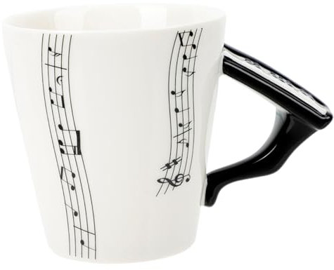 VINTORKY Creative Music Note Ceramic Mug Piano Design Coffee Cup for Milk Water for Birthdays Anniversaries and Christmas Celebrations
