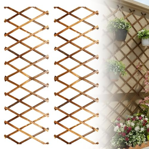 2 griglie espandibili per piante, traliccio estensibile, 180 x 0,7 x 30 cm, in legno, per stanze, giardini, terrazze, esterni, durevoli e robusti