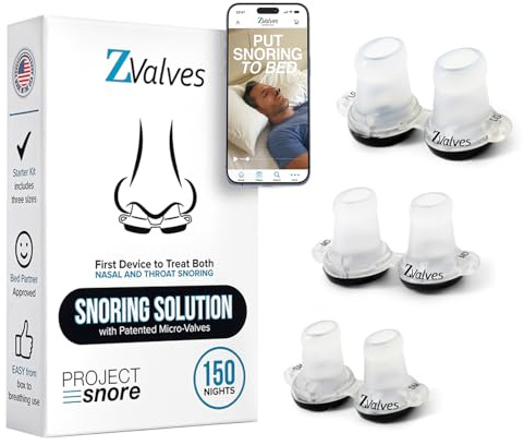 Anti Snoring Devices | First Snoring Solution to Treat Both Nasal & Throat Snoring | ZValves | Best Snore Stopper Nasal Dilators with Patented Micro-Valves for Quiet Sleep | 150 Nights | Made in USA