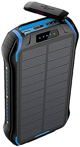 Power Bank Solar Wireless Portable Charger External Battery Pack Carga rápida Cargador de teléfono móvil Impermeable 26800Mah Negro, Azul