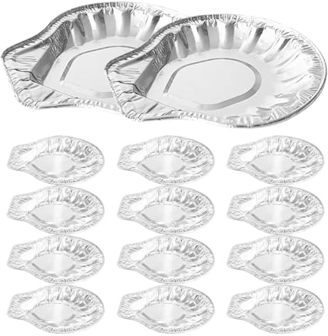 GARVALON Plateaux Coquille Saint en Aluminium Argenté Aluminium Jetables Lot de 100 Résistant Cuisson et Congélation pour Barbecue Fruits de Mer et Grillades