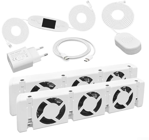 Lot de 2 ventilateurs de radiateur avec thermostat et capteur de température, amplificateur de radiateur silencieux pour une répartition efficace de la chaleur, contrôle automatique à partir de 32 °C