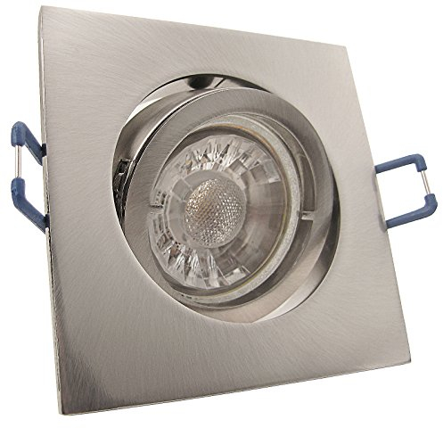 trendlights24 Carree-C LED Einbaustrahler 230V Edelstahl eckig 3er Set - Spots 6W 530 lm 38-45° GU10 Neutralweiß - Decken Einbauleuchte schwenkbar