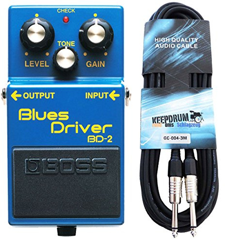 Boss BD-2 Blues Driver Effektgerät für Gitarre + keepdrum Gitarren-Kabel 3m