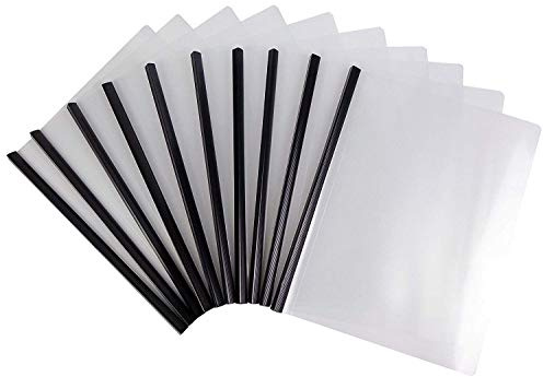 Cypress Lane Slide-Grip Report/Presentation/Thesis/Document/Paper/Resume Covers, Real Estate Brochure, File Organizer with Sliding Bar. Letter Size. Clear Front & Back (50 pcs Black)