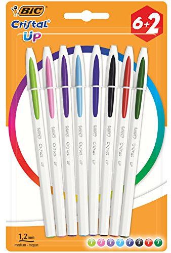 BIC Lot de 6 stylos à bille Cristal Up 0,35 mm + 2 stylos gratuits