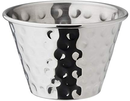 Pack of 12 - Premium Hammered Stainless Steel Commercial Grade Ramekins Condiment Sauce Cups Serving Pots Dip Bowls - 2.53oz 75ml