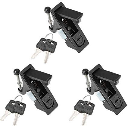 sourcing map Électrique Coffret Panneau Came Serrure Bouton Poussoir Apparaitre Porte Serrure avec Clé Noir 606-1 3Pcs