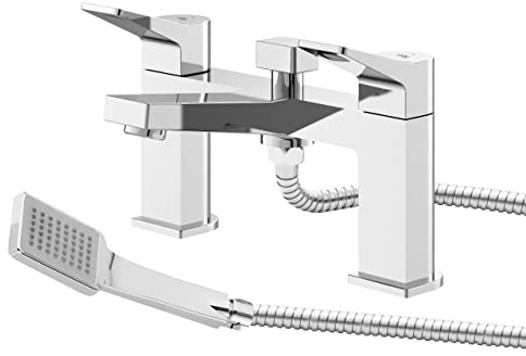 Hudson Reed SOA304 Soar | Modern Bathroom Deck Mounted Bath Shower Mixer Tap, 143mm x 231mm, Chrome