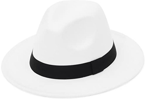 GEMVIE Herren Fedora Filzhut Damen Outdoor Gentleman Jazz Panamahut Weiß Umfang 59-60cm