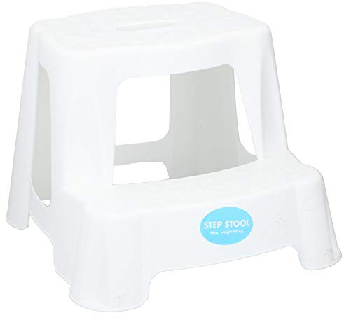 Kinder Kinderhocker Trittschemel Tritthocker für Bad, Kinderzimmer, Garten max. 45 kg (Weiß)