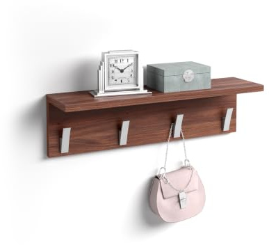 MOBILI FIVER, Wandkleiderbügel, Rachele, 60 cm, Nussbaum Canaletto, Made In Italy