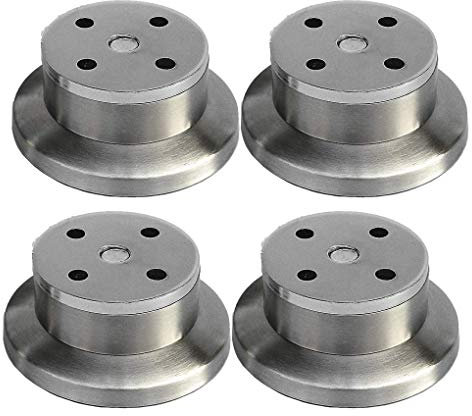 XHP Lot de 4 pieds de meubles ronds en acier inoxydable 3 cm