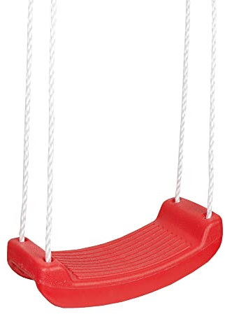 Idena 40195 - Brettschaukel aus Kunststoff in rot, für Kinder ab 3 Jahren, mit verstellbaren Halteseilen und Stahlringen, Tragkraft bis 50 kg, für unbeschwerten Schaukelspaß