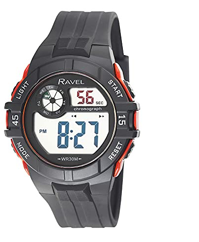 Ravel - Mens Round 3ATM Digital Quartz Watch with Light - RDG.14B
