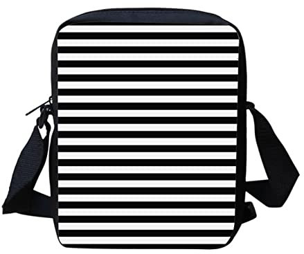 Kuiaobaty Frauen Crossbody Tasche Handytasche mit verstellbarem Riemen Kleine Messenger Bag Mädchen Casual Sling Satchel, Schwarz und Weiß gestreift