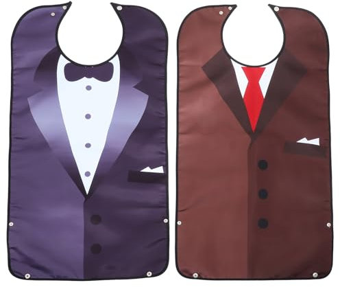 Luxshiny Erwachsenen Latz Lätzchen Senioren Lätzchen wasserdichte Esslätzchen Wiederverwendbare Schlabberlatz Essschürze Bib Kleidungsschutz für Senioren Ältere Frauen Männer 2 Stücke