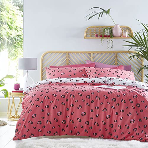 Leopard Print Duvet Cover Pillow Cases Reversible Bedding Set (King)