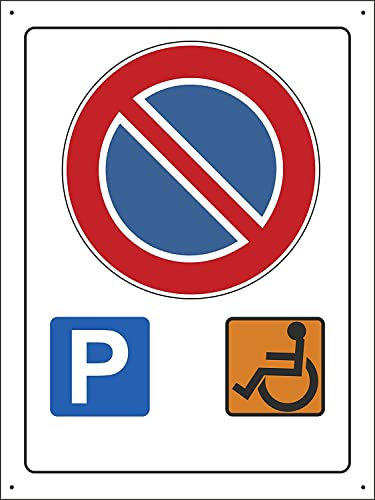 NEW CARTELLO SEGNALETICO - PARCHEGGIO DISABILI divieto di sosta - Adesivo Extra Resistente, Pannello in Forex, Pannello In Alluminio (PANNELLO IN ALLUMINIO 20X31 CM)