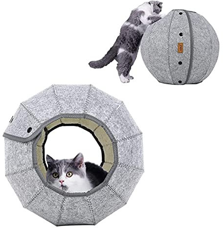 jianpan Katzentunnelbett - Filz Katzenhöhle Bett - Katzenzelt Röhre Wohnungen, interaktives Katzenspielzeug, faltbare Multifunktions-Tunnel Spielzeug, Haustierbedarf