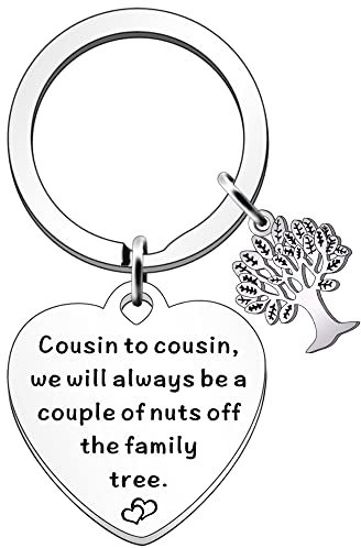 SDOFY Funny Cousin Gifts Family Tree Keyring Cousin Gifts for Women Girls Cousin Birthday Christmas Gifts