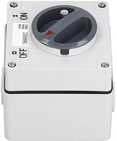 Commutateur Rotatif, 500V IP66 3P Interrupteur Étanche Extérieur Prise Isolation Rotatif ON OFF Boutons Indicateurs avec Accessoires(32A)