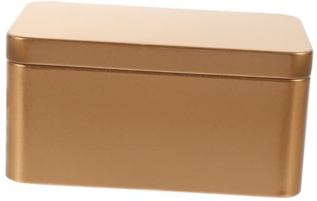 Operitacx 13x8x6cm Golden Tinplate Tea Storage Box Smooth Round Edges Home Organizer for Tea Leaves Candies