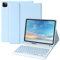 aMZCaSE Étui avec clavier pour iPad Air 5 et 4 Gen 10.9 2022/2020, Pro 11 Étui avec clavier 1/2/3/4 Gen,Clavier Bluetooth amovible avec support pour iPad Air 11 M2 et M3 2024/2025(Bleu ciel)