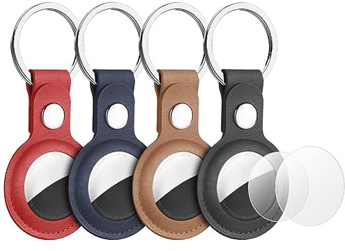 AXFEE Leder AirTag Schutzhülle - Keyring Cover, 4 Stück