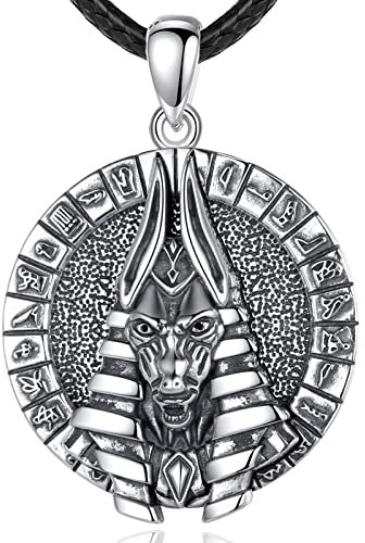 EUDORA Harmony Ball Sterling Silber 925 Anubis Kette für Damen Herren, Antikes Ägypten Sensenmann Anubis Amulett Energie Anhänger Halskette, Vintage Ägypte Runen Schmuck Geschenk für Herren Frauen
