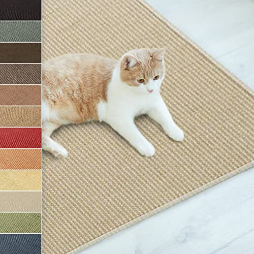 Floordirekt Sisal Fußmatte Teppich Vorleger Kratzteppich Katzenmöbel Kratzmatte Sisalmatte, widerstandsfähig & in vielen Farben und Größen erhältlich (160 x 240 cm, Elfenbein)
