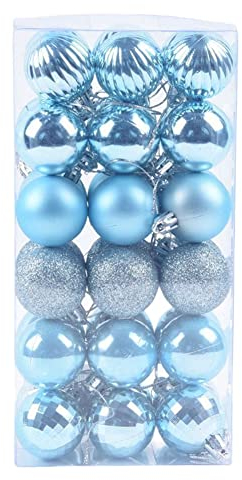 Uinfhyknd Weihnachtsschmuck für Weihnachtsbäume, bruchsicher, Weihnachtskugel-Dekoration, Eisblau
