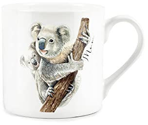 Purely Home Koala Mum Wildlife Mug - Fine Bone China White Coffee/Tea Present Gift