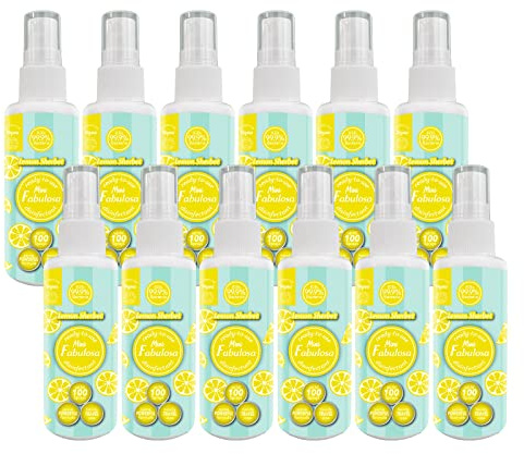 Fabulosa Mini Fab, Travel-Sized Multi-Purpose Anti-Bacterial Disinfectant Spray, 60ml, 12 Pack, Lemon Sherbet